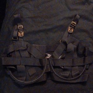 Womens black cage/bandage bra